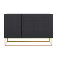 SIDEBOARD Veldio Schwarz mit 3 Schubladen 140 cm - Goldfarben/Schwarz, Holzwerkstoff/Metall (140/90/38cm) - Selsey