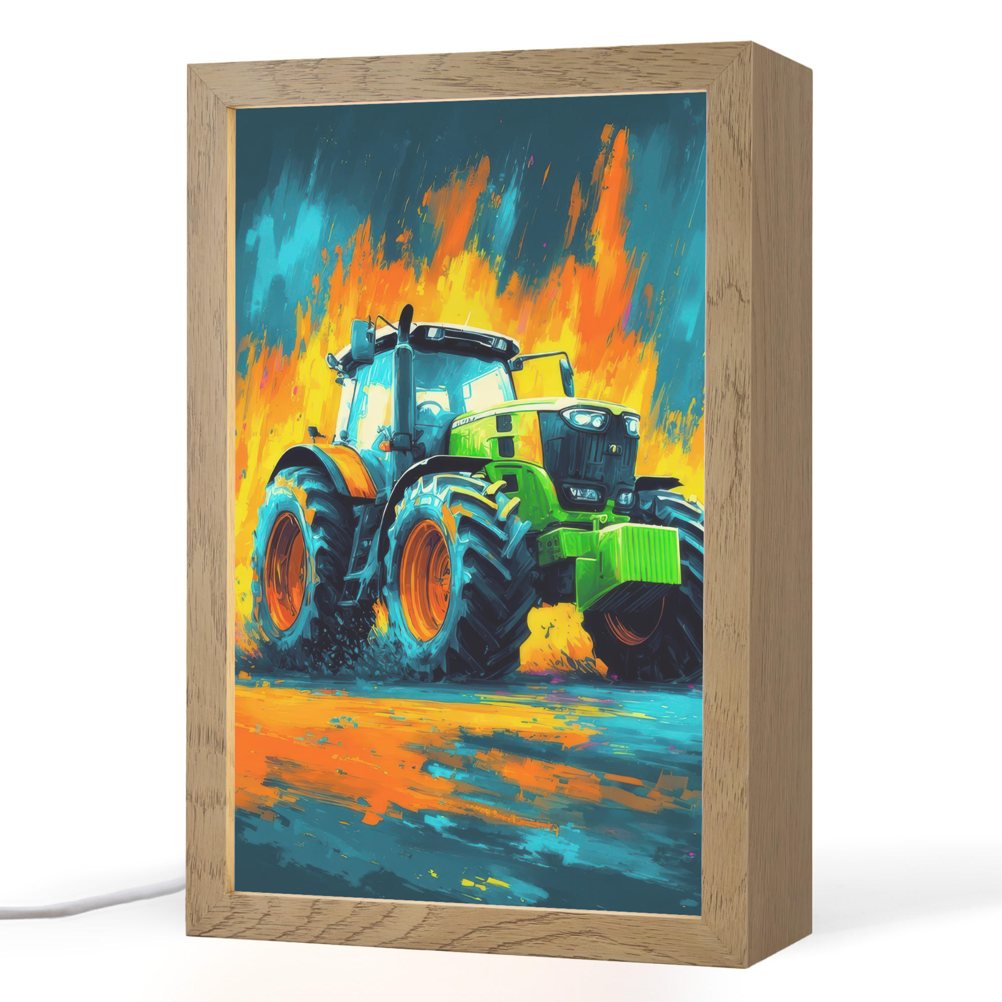 OnlyWow NOČNÍ LAMPIČKA Abstrakt - Traktor - Zelený 20x30 cm