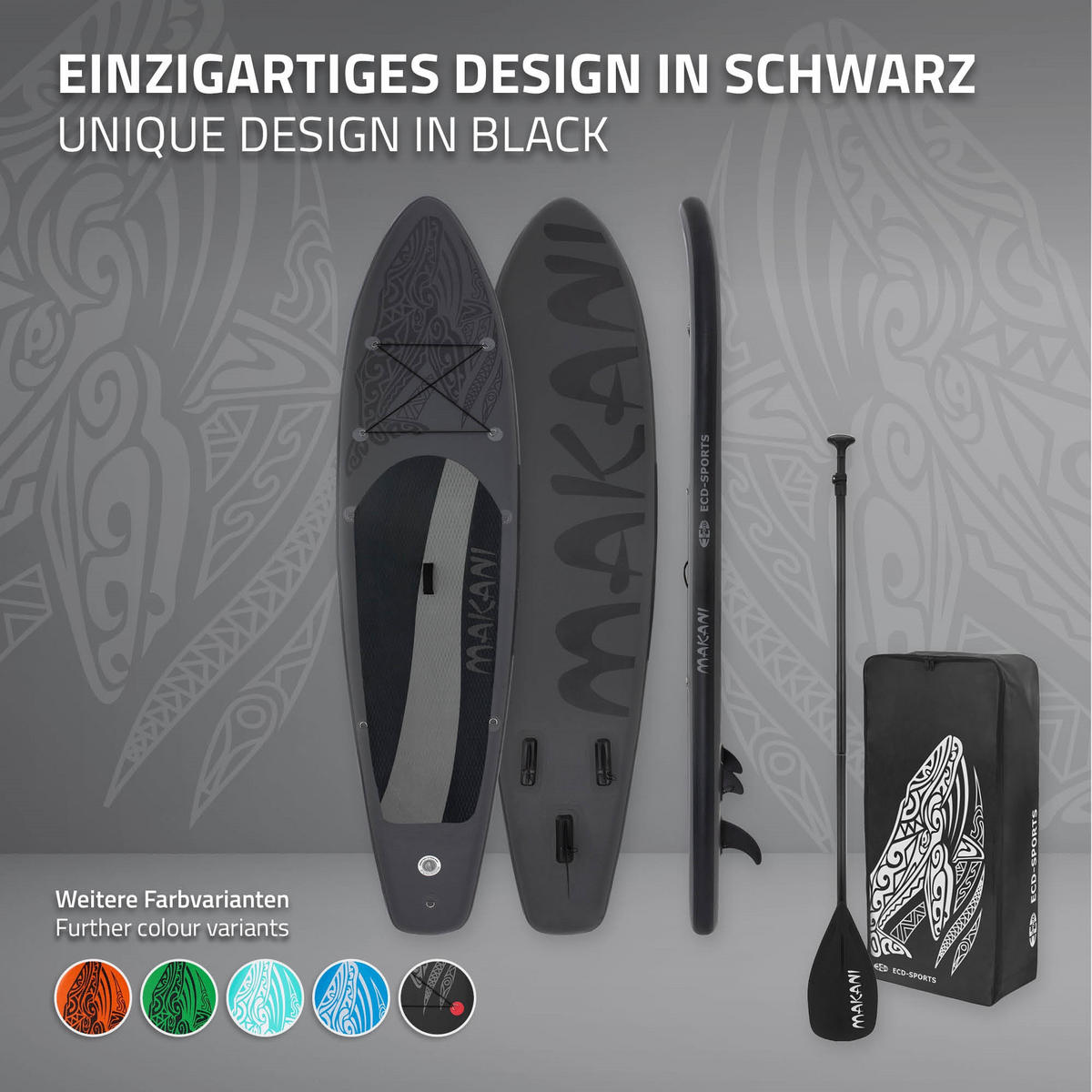 STAND UP PADDLE BOARD Makani Schwarz - Schwarz, Kunststoff (320/80/15cm) - ECD-Germany