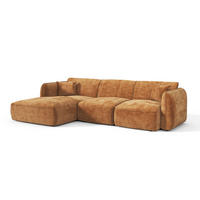 ECKSOFA (links) LOMI Geprägter Samt Karamell 274cm - Braun, Textil (274/174cm) - Premium Interiors