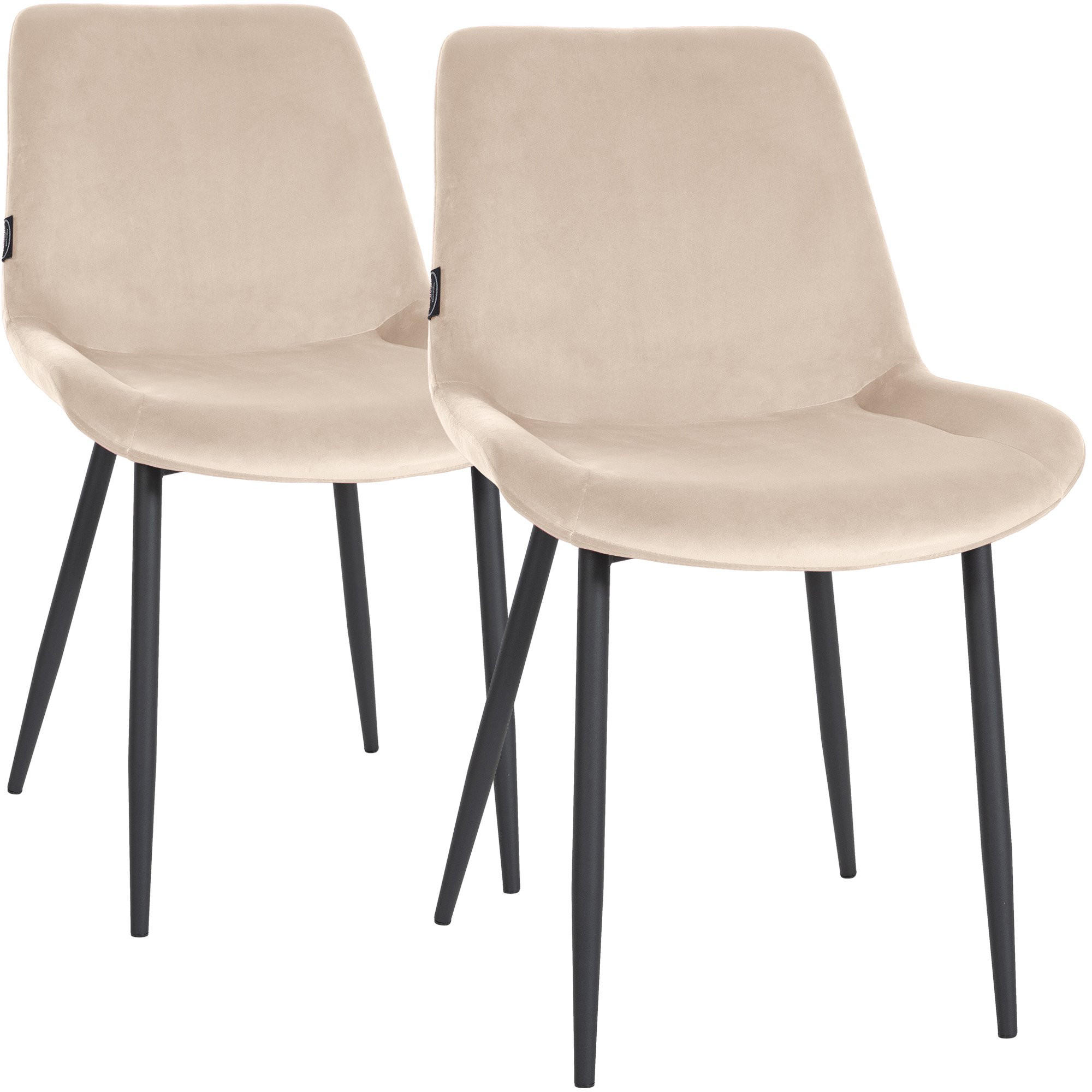 STUHL 2 Samt Creme - Creme/Schwarz, Textil/Metall (51/80/60cm) - CLP