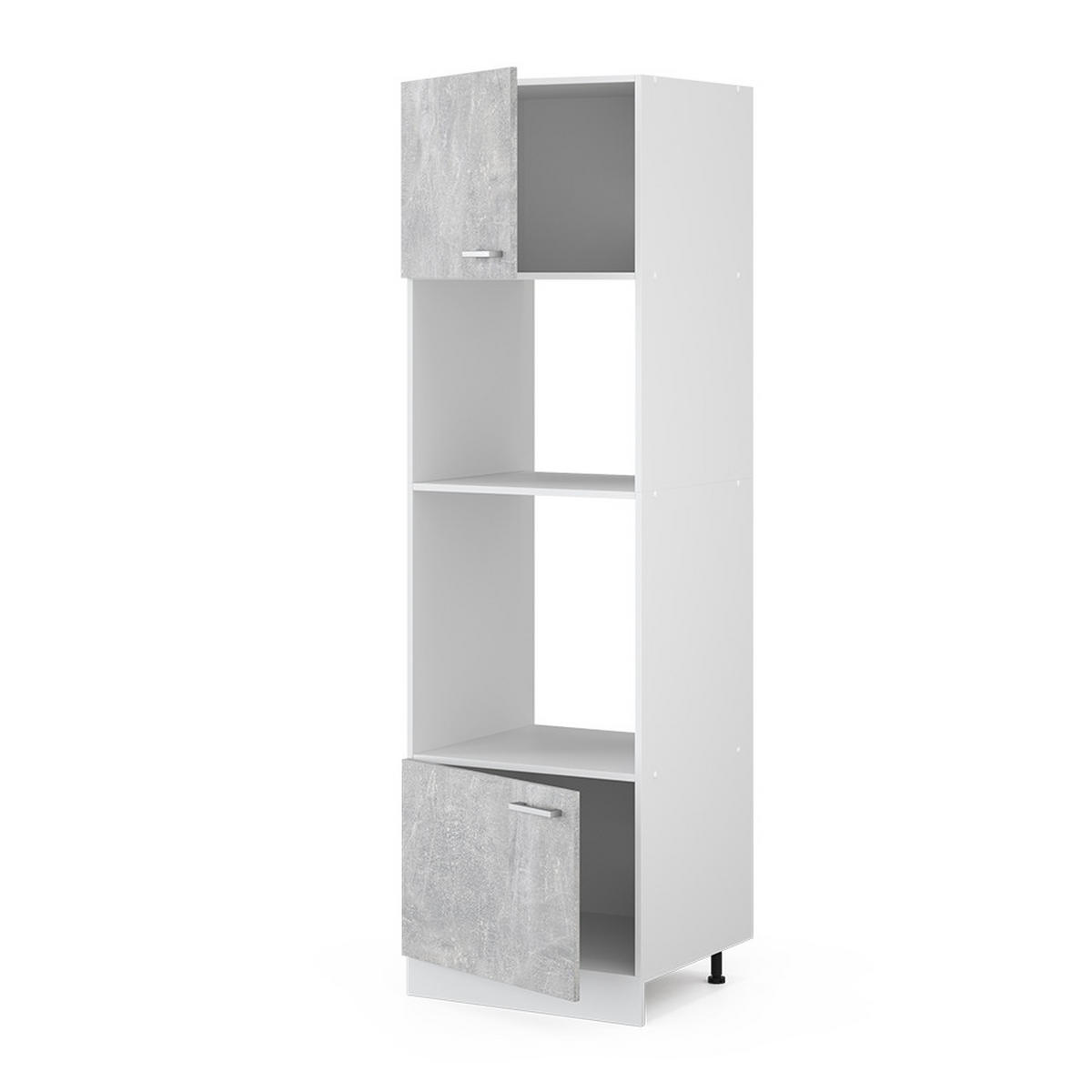 HOCHSCHRANK R-Line Beton 60 cm mit offenen Regalen, und Türen - Schieferfarben/Weiß, Holzwerkstoff (60/207/57.2cm) - Vicco