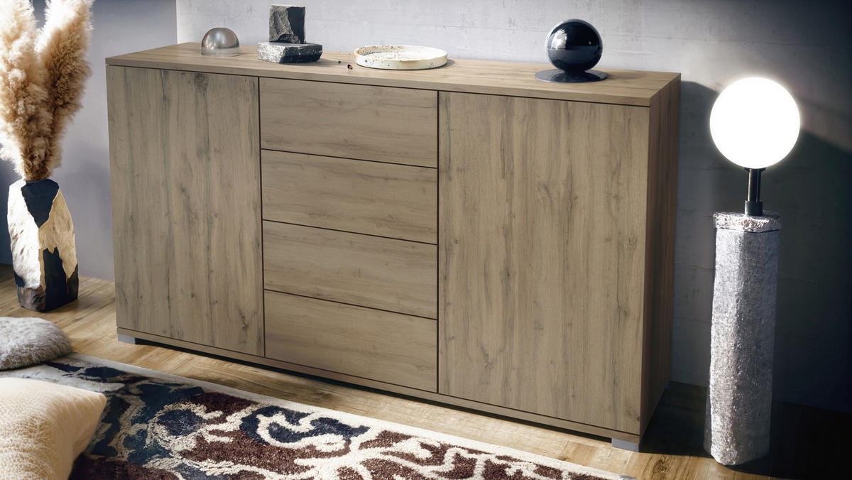 SIDEBOARD Santo Eiche Evoke - Eiche San Remo, Holzwerkstoff (138.5/75.5/35cm) - Vladon