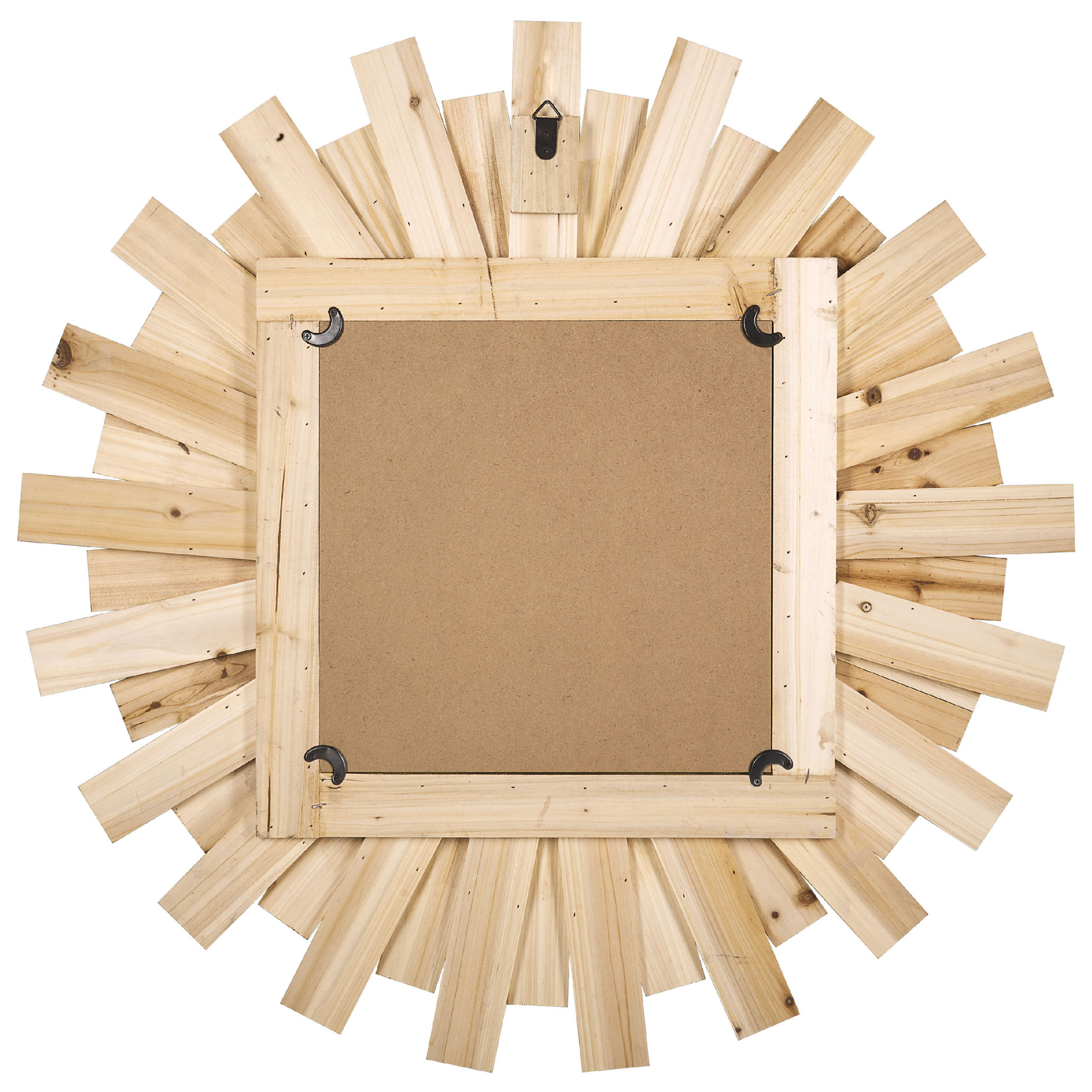 WANDSPIEGEL Tannenholz mehrfarbig Sonnenform 75 cm Tampico - Hellbraun/Multicolor, Holz (75/75/2cm) - Beliani