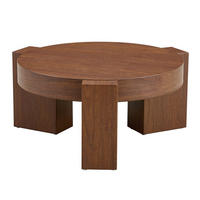 KLUBSKA miza, set 2 kosov, 61/30 cm, MDF v videzu oreha in rjavo steklo - barva oreha, leseni material (61/61/30cm) - BEAOK