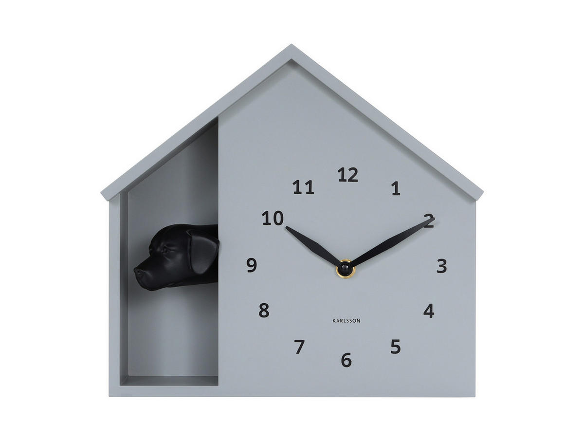 WANDUHR Peeking Doggy Grau 24.9/24.9/27 cm - Grau, Kunststoff (24.9/27/24.9cm) - Karlsson