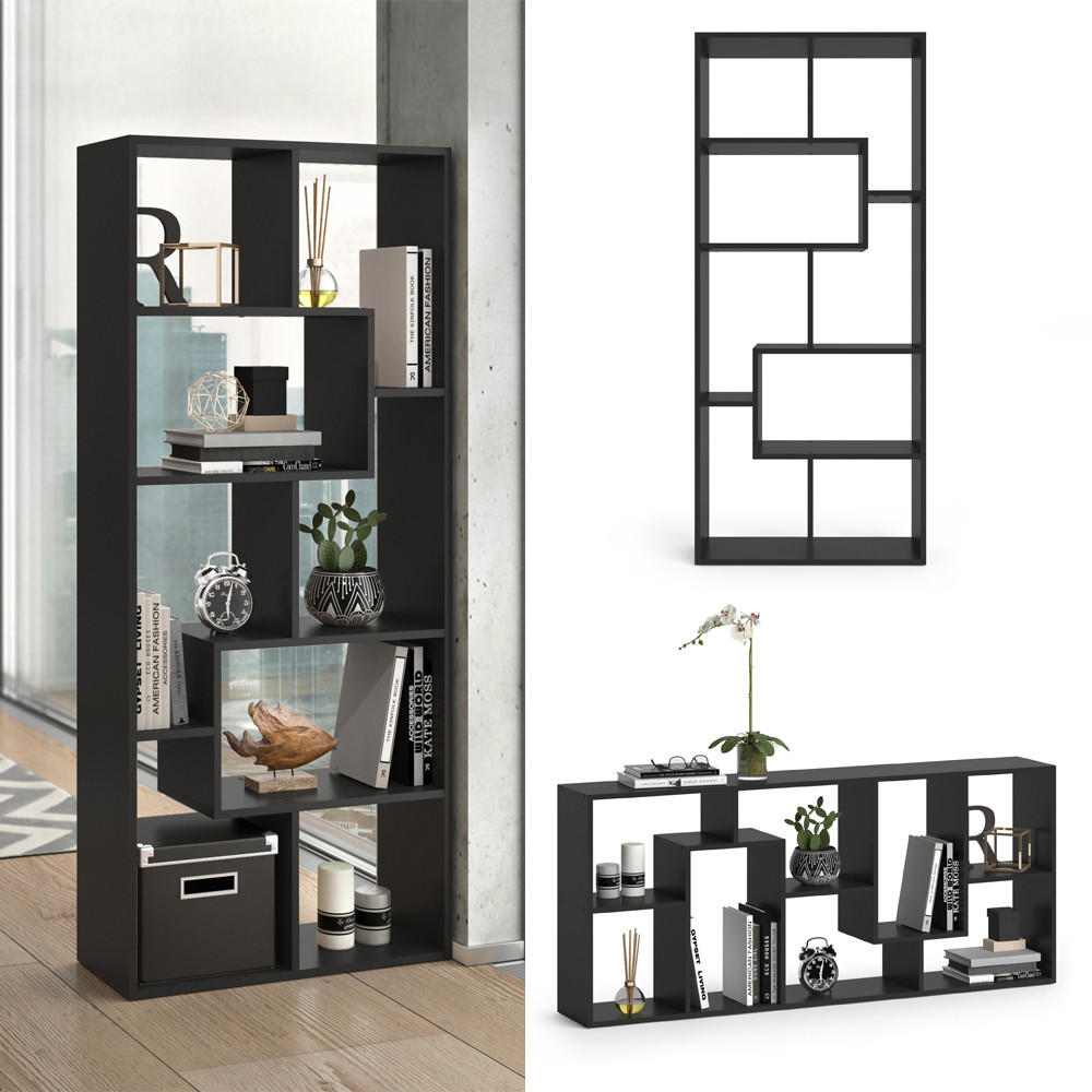RAUMTEILER Noa Schwarz 160.6 x 67.2 cm - Schwarz, Holzwerkstoff (160.6/67.2/25cm) - Vicco