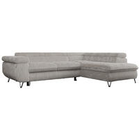 ECKSOFA PEDRO L Hellgrau Cord - Rechts Seite - Hellgrau/Schwarz, Textil/Metall (273/208cm) - MKS