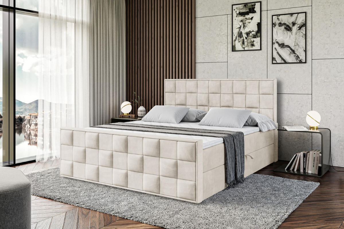 BOXBETT ZAFIRA - 200x200 - H3 - Ecru - Ecru, Holzwerkstoff (200/200cm) - ALTDECOR