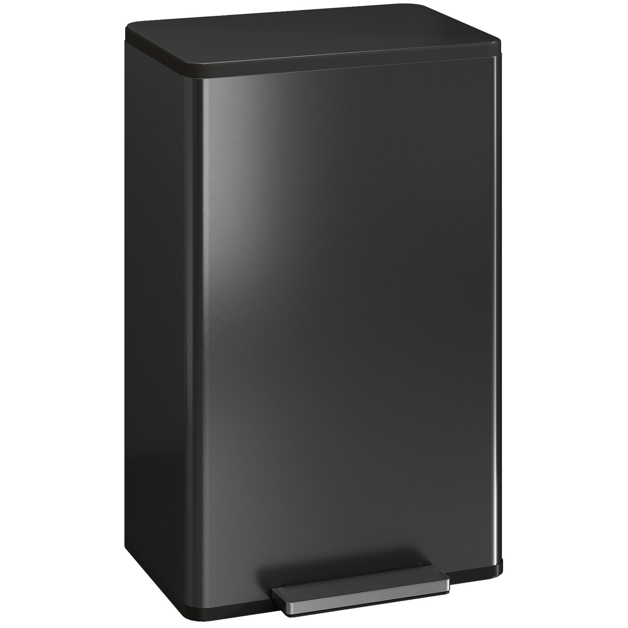MÜLLEIMER Edelstahl Kunststoff Schwarz - Schwarz, Metall (35/68/42.5cm) - HOMCOM