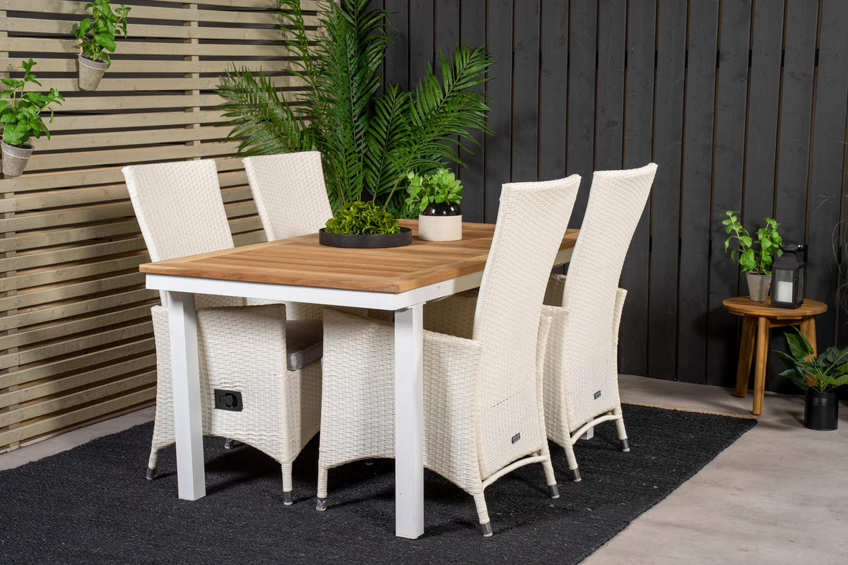 GARTENSTUHL 2er Set Weiß - Weiß, Holzwerkstoff (63/110/69cm) - ebuy24