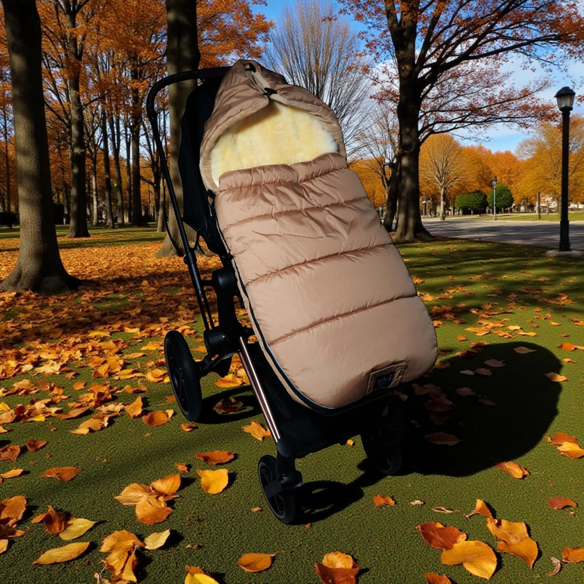 KINDERWAGENFUSSSACK Sheep mit Lammfelleinlage, sand - Beige, Textil (45/100cm) - Kaiserbaby