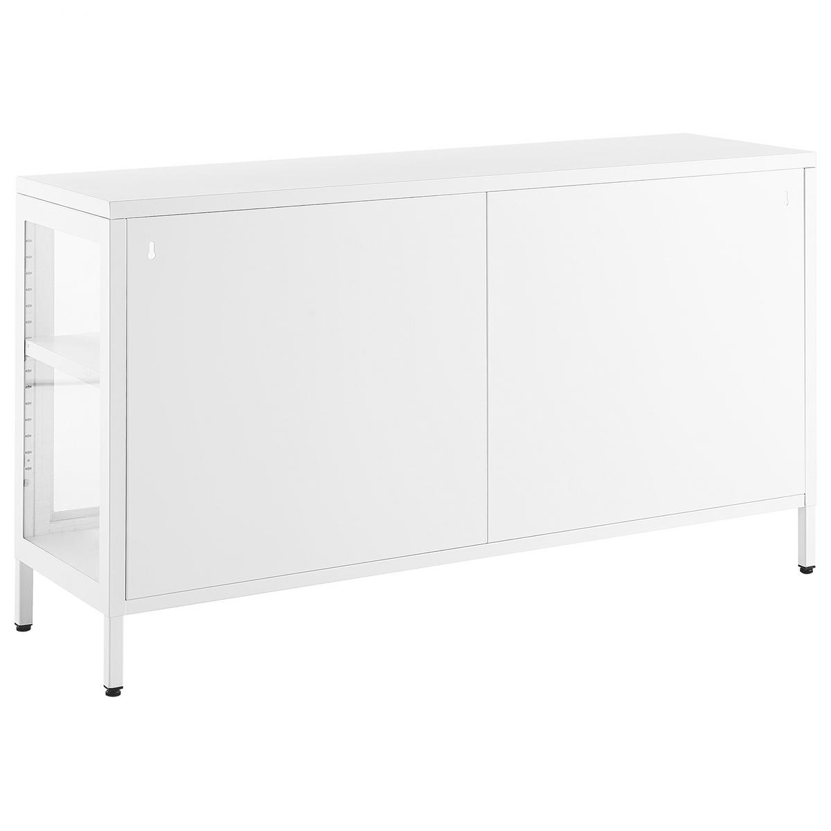 SIDEBOARD se skleněnými dveřmi Kov 115 cm Bílý Newport - bílá, kov (115/65/35cm) - Beliani