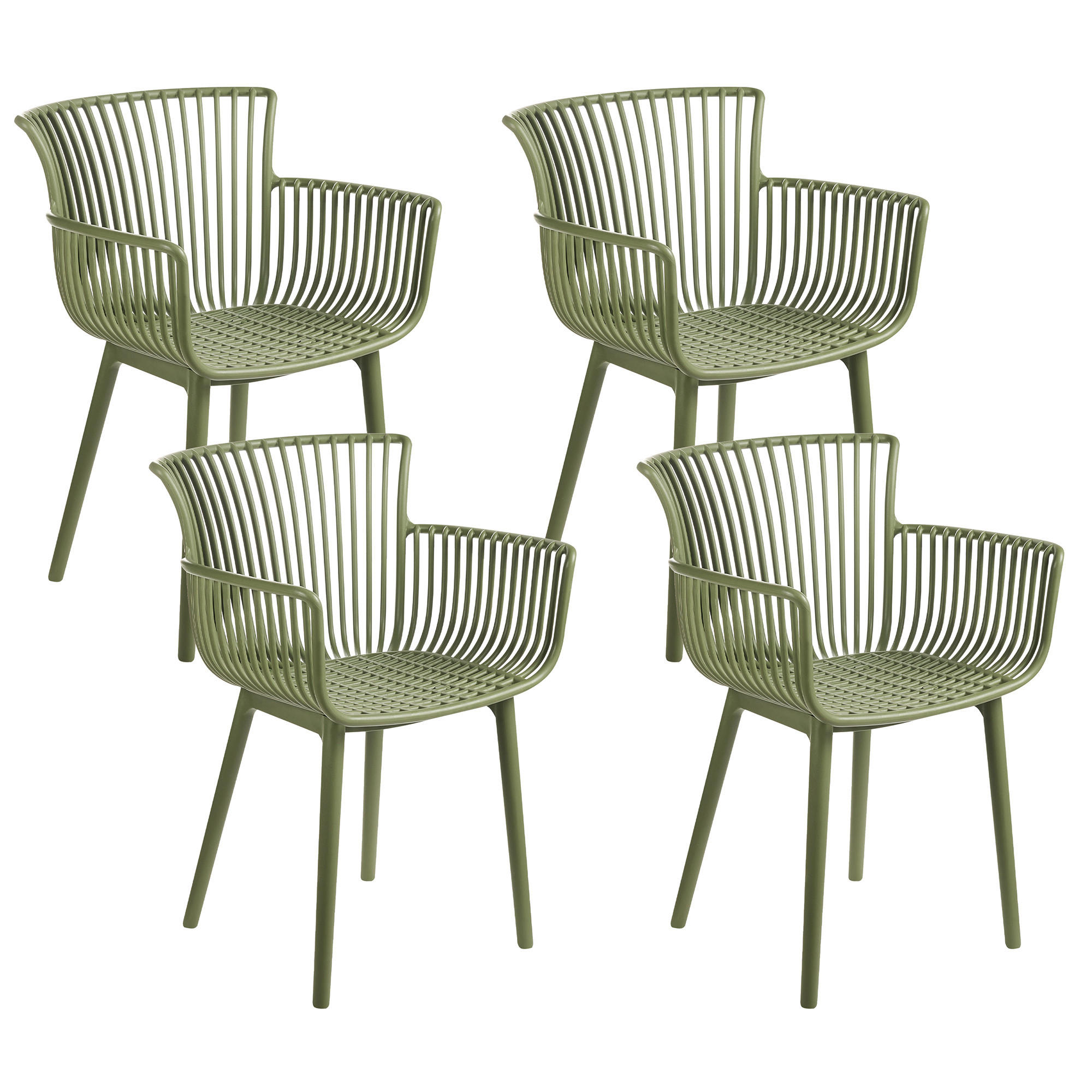 GARTENSTUHL 4er-Set Grün Pesaro - Grün, Kunststoff (58/84/45cm) - Beliani