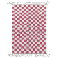 BERBERTEPPICH marokkanisch kariert aus Wolle 232x 300 cm - Pink, Naturmaterialien (232/300cm) - AFK Living