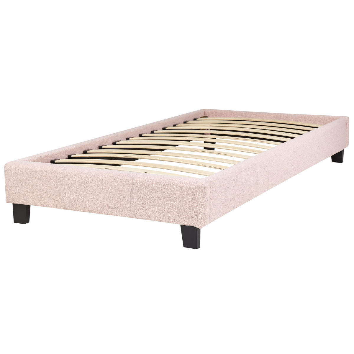 POLSTERBETT Rosa-Dunkler Holzfarbton 90-200 cm Roanne - Pink/Dunkelbraun, Textil (90/200cm) - Beliani