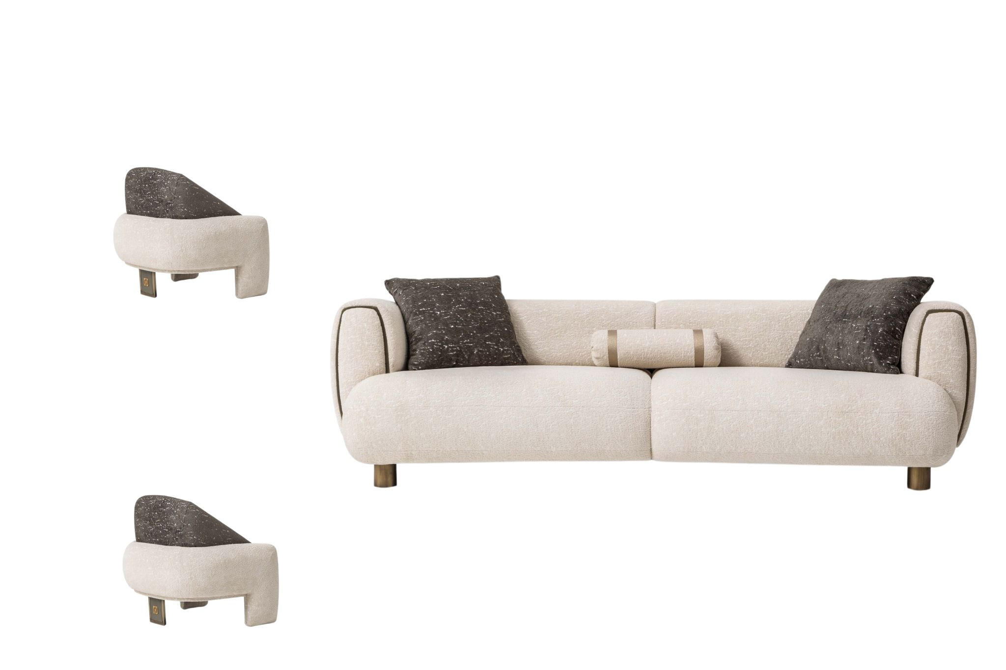 SITZGARNITUR Artemis Stellvariante:3+1+1 - Beige, Holz/Textil (250/75/95cm) - Villa Möbel