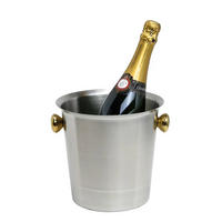 FLASCHENKÜHLER 5,0 L, Edelstahl matt, goldfarbene Griffe - Edelstahlfarben, Metall (1/20cm) - ich-zapfe