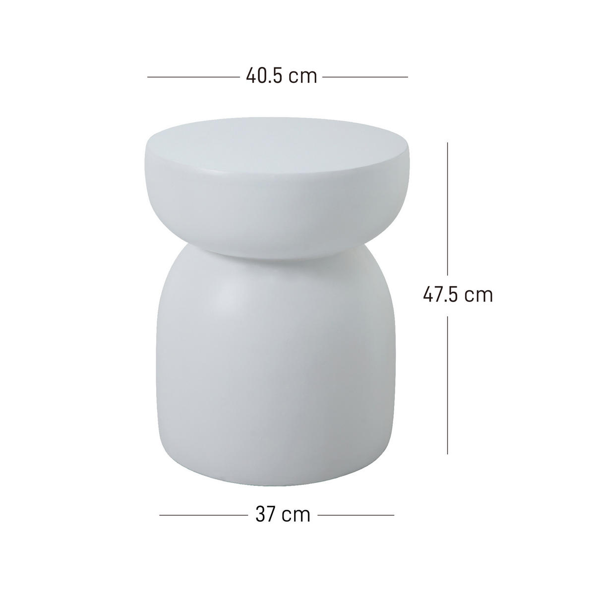 BEISTELLTISCH Rund Weiß 45 x 45 x 52 cm - Weiß, Metall (40.5/40.5/47.5cm) - Nordlys