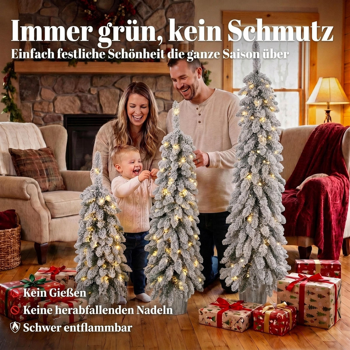 WEIHNACHTSBAUM 3er Set PVC Stahl Grün Weiß - Grün, Kunststoff (150cm) - HOMCOM