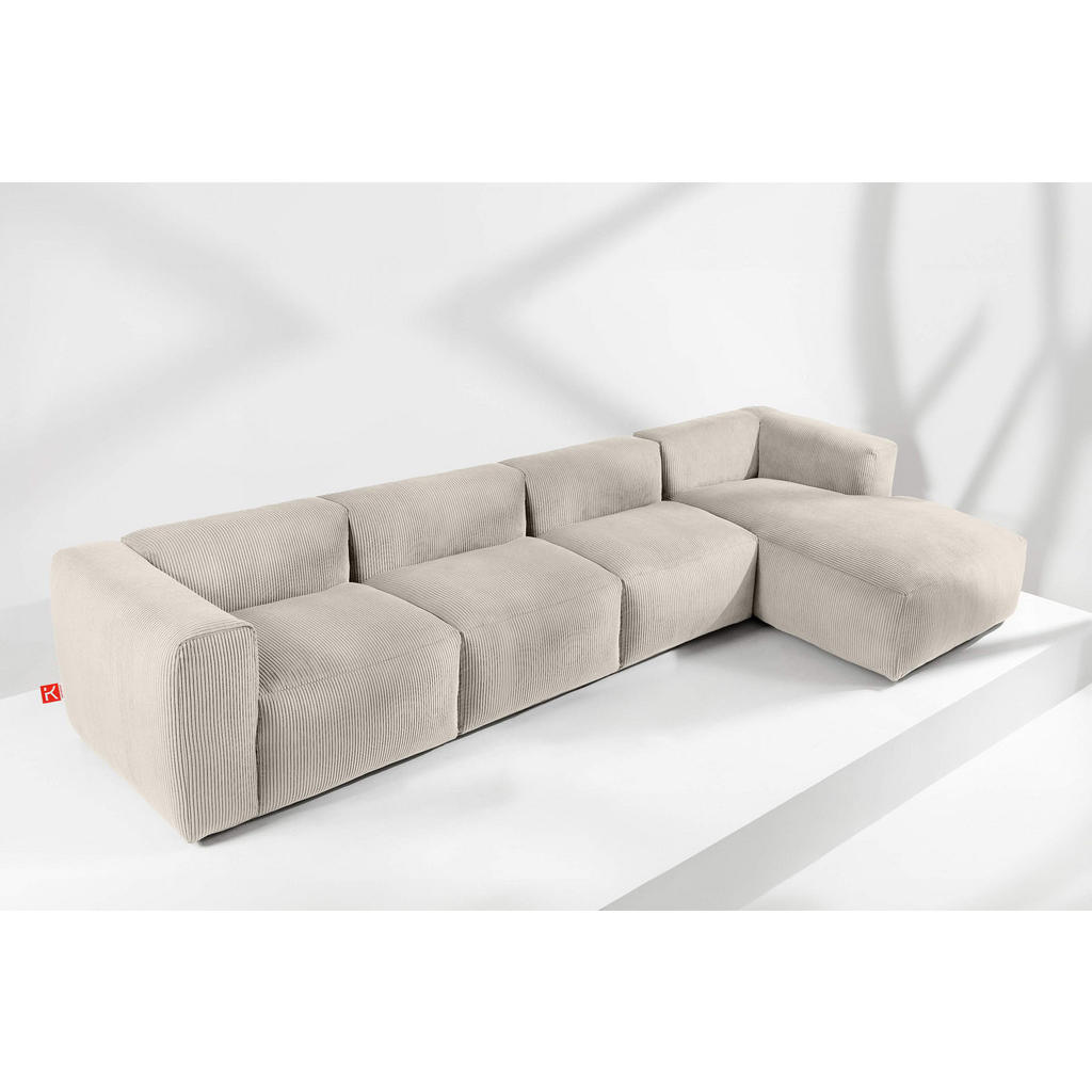 Thumbnail - Konsimo® Eckmodulsofa-Rechts, Creme, Textil, Eckteil,Freiform, 377x180 cm, Wohnzimmer, Sofas & Couches, Wohnlandschaften...