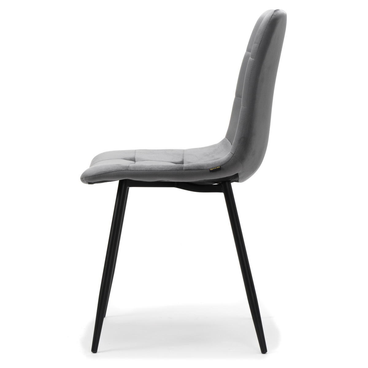 STUHL PARMA gepolsterter mit Steppung - grau - Samt Velour - Schwarz/Grau, Textil/Metall (44/89/45cm) - NEW HOME
