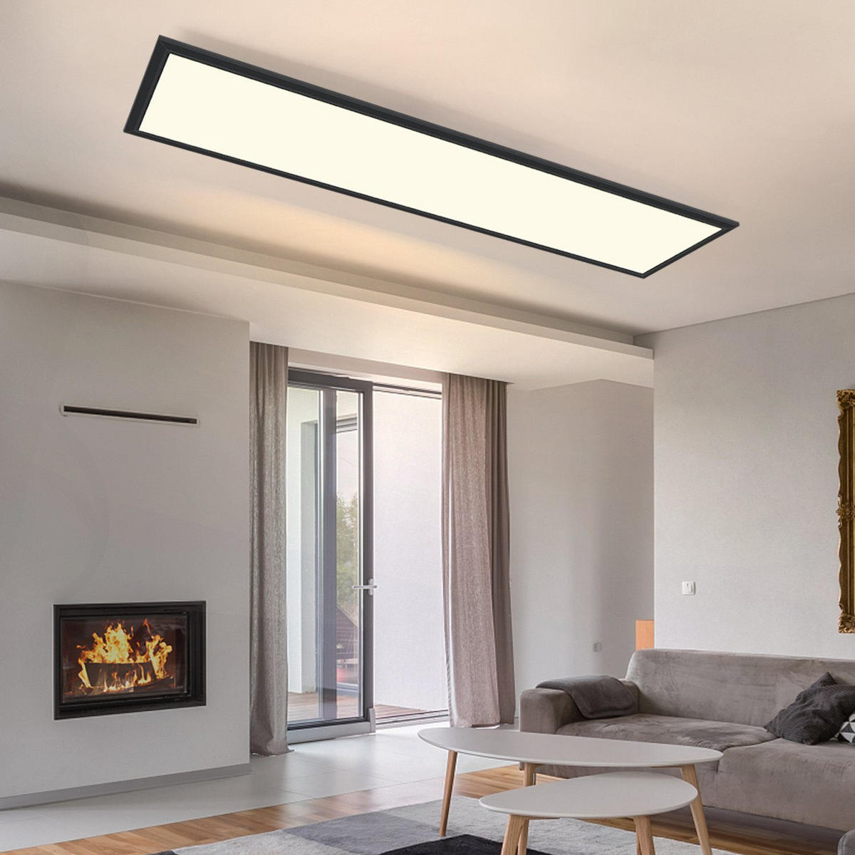 LED-DECKENLEUCHTE Nelly 120/30/1 cm - Schwarz, Metall (120/30/1cm) - Nettlife