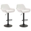BARHOCKER 2er Set Lederlook weiß - Walnussfarben/Schwarz, Textil/Metall (51/89/52cm) - CLP