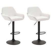 BARHOCKER 2er Set Lederlook weiß - Walnussfarben/Schwarz, Textil/Metall (51/89/52cm) - CLP