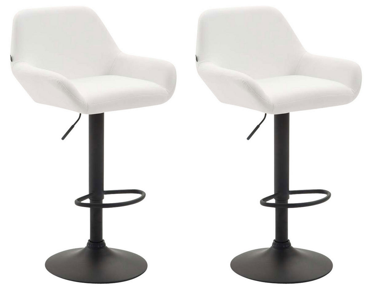BARHOCKER 2er Set Lederlook weiß - Walnussfarben/Schwarz, Textil/Metall (51/89/52cm) - CLP