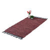 FLICKENTEPPICH - Rot, Leder/Textil (140/70cm) - Relaxdays