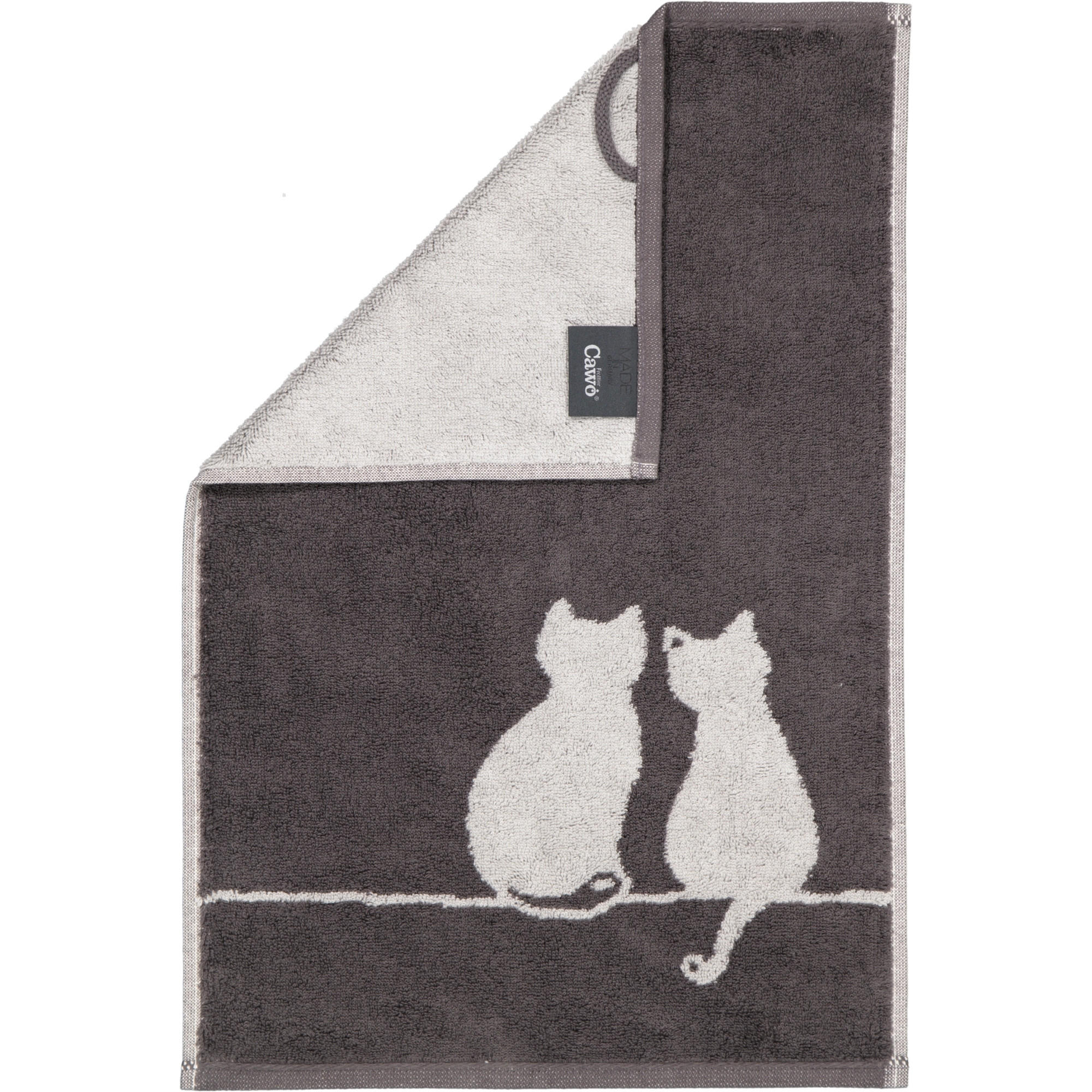 GÄSTETUCH CUTE CATS EDITION YOU & ME 6263 BASALT/PLATIN - 77 - Grau, Textil (30/50cm) - Cawoe