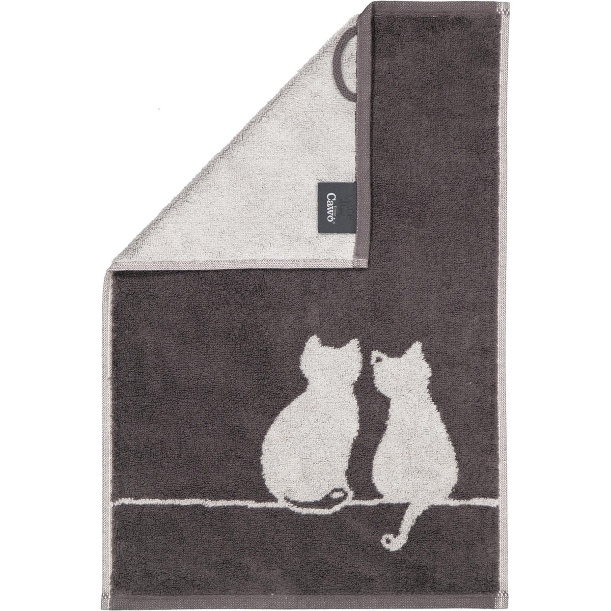 GÄSTETUCH CUTE CATS EDITION YOU & ME 6263 BASALT/PLATIN - 77 - Grau, Textil (30/50cm) - Cawoe