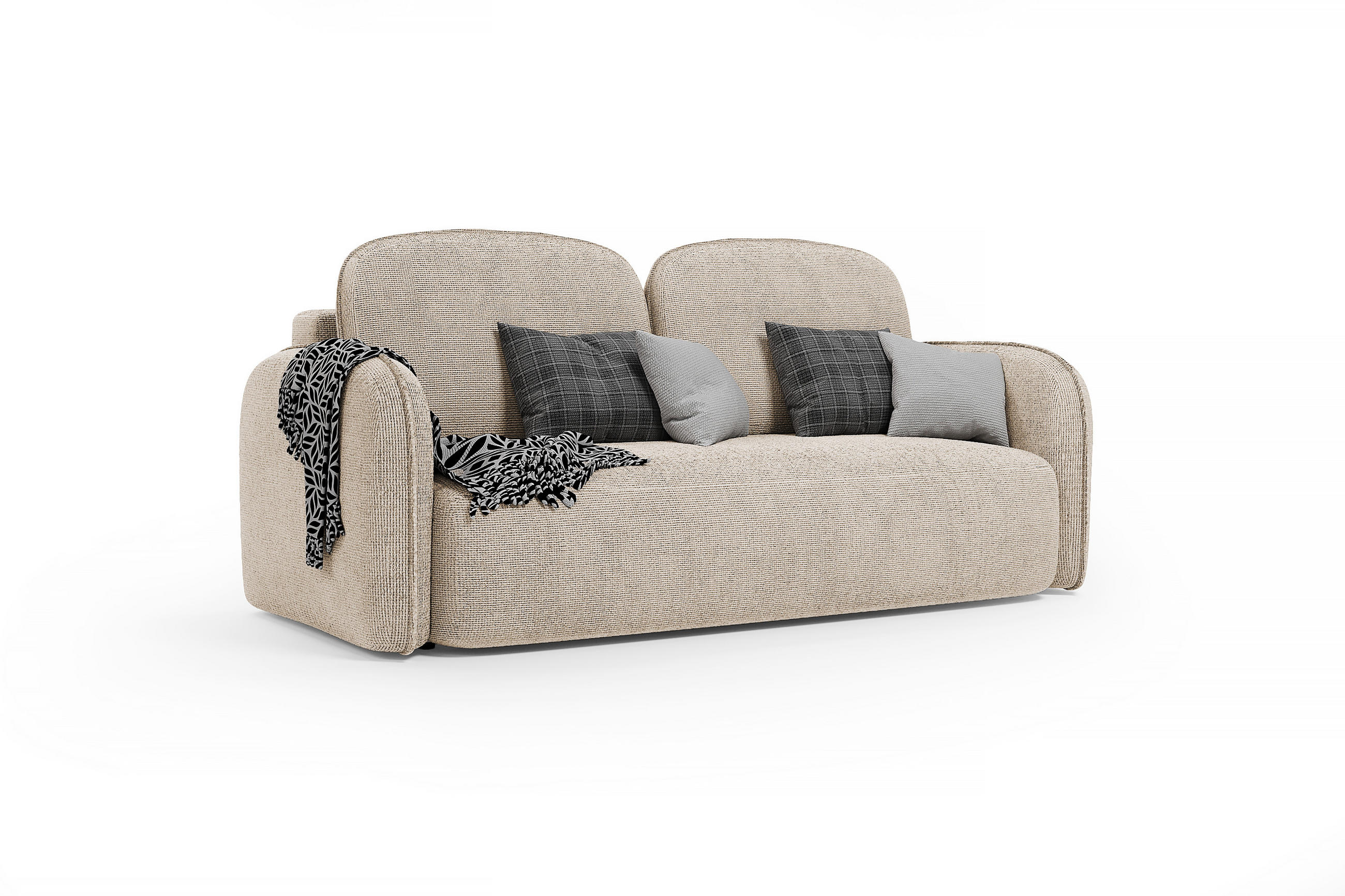 SCHLAFSOFA Freude – Beige, mit Schlaffunktion und Bettkasten - Beige, Textil (219/95/108cm)