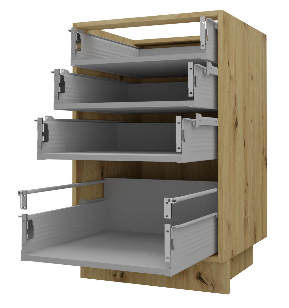 SCHUBLADENUNTERSCHRANK Brerra D4M/40 Korpus eiche artisan / Front RAL 3002 karminrot Hochglanz 40 / 50 / 82 cm - Rot/Eiche Artisan, Holz/Holzwerkstoff (40/82/50cm) - Feldmann-Wohnen