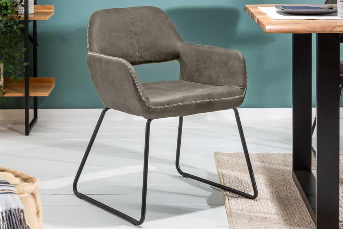 STUHL MUSTANG Microfaser Taupe 80 cm - Taupe/Schwarz, Textil/Metall (57/77/61cm) - riess-ambiente