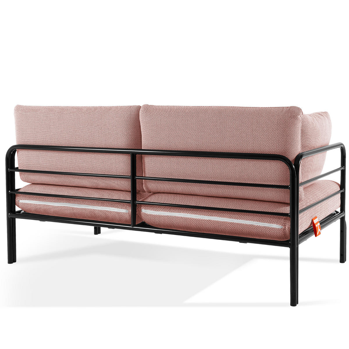 GARTENSOFA RAMBE 2-Personen mit Kissen, Anthrazit - Anthrazit/Rot, Textil/Metall (150/80/80cm) - KONSIMO®