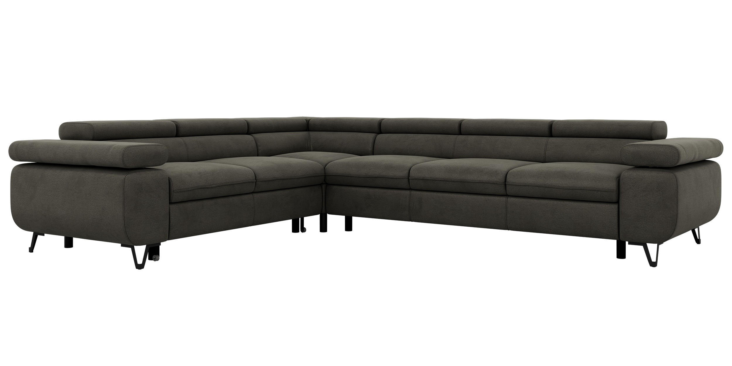 ECKSOFA NORDEN L - Dunkelgrau Velvet - Rechts Seite - Dunkelgrau/Anthrazit, Textil/Metall (329/269cm) - MKS