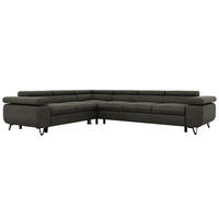 ECKSOFA NORDEN L - Dunkelgrau Velvet - Rechts Seite - Dunkelgrau/Anthrazit, Textil/Metall (329/269cm) - MKS