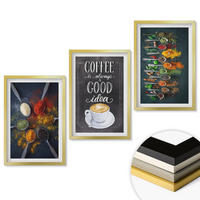 WANDBILDER 3er Set - 40x60 cm Goldrahmen - Gewürze, Kaffee, Kräuter, Muster - Goldfarben, Kunststoff (40/60cm) - ArtPrintCave