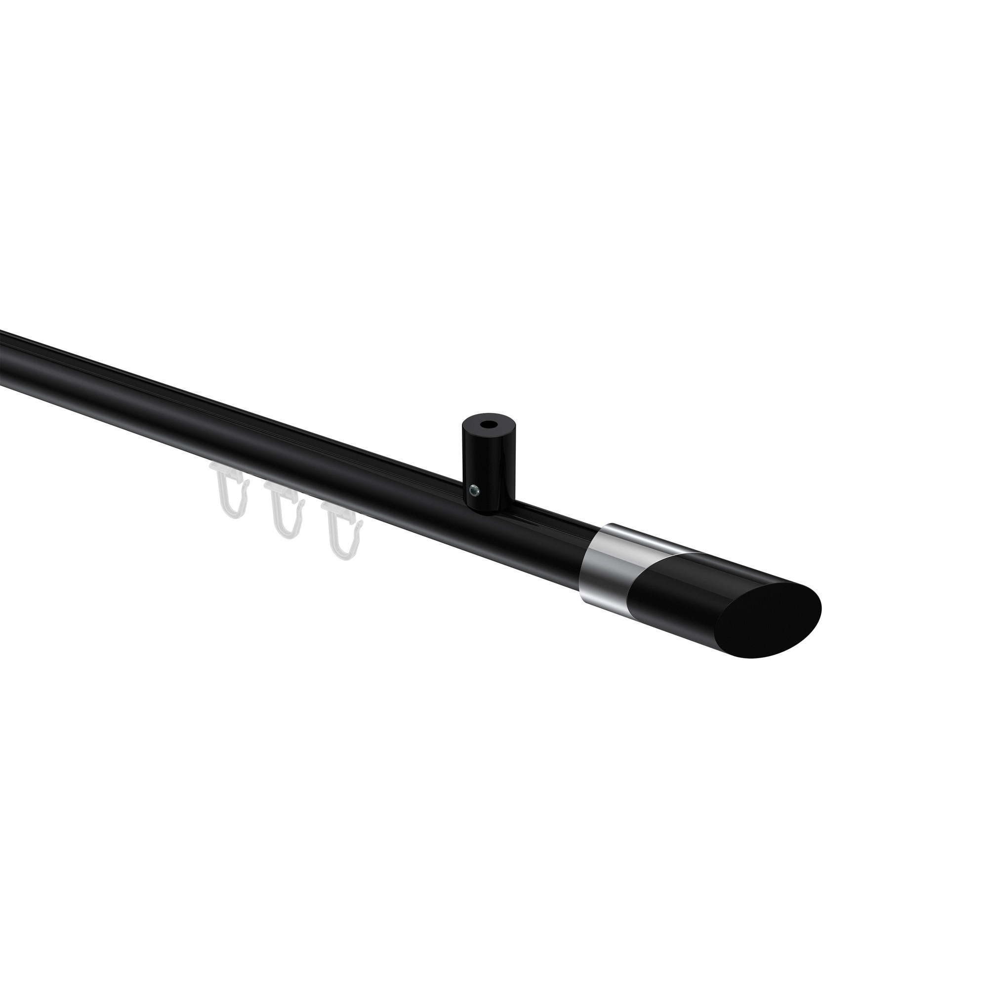 INNENLAUF-GARDINENSTANGEN-SET Sonius Verano 140 cm, 1-läufig, 20 mm Ø Schwarz - Chromfarben/Schwarz, Metall (140cm) - INTERDECO
