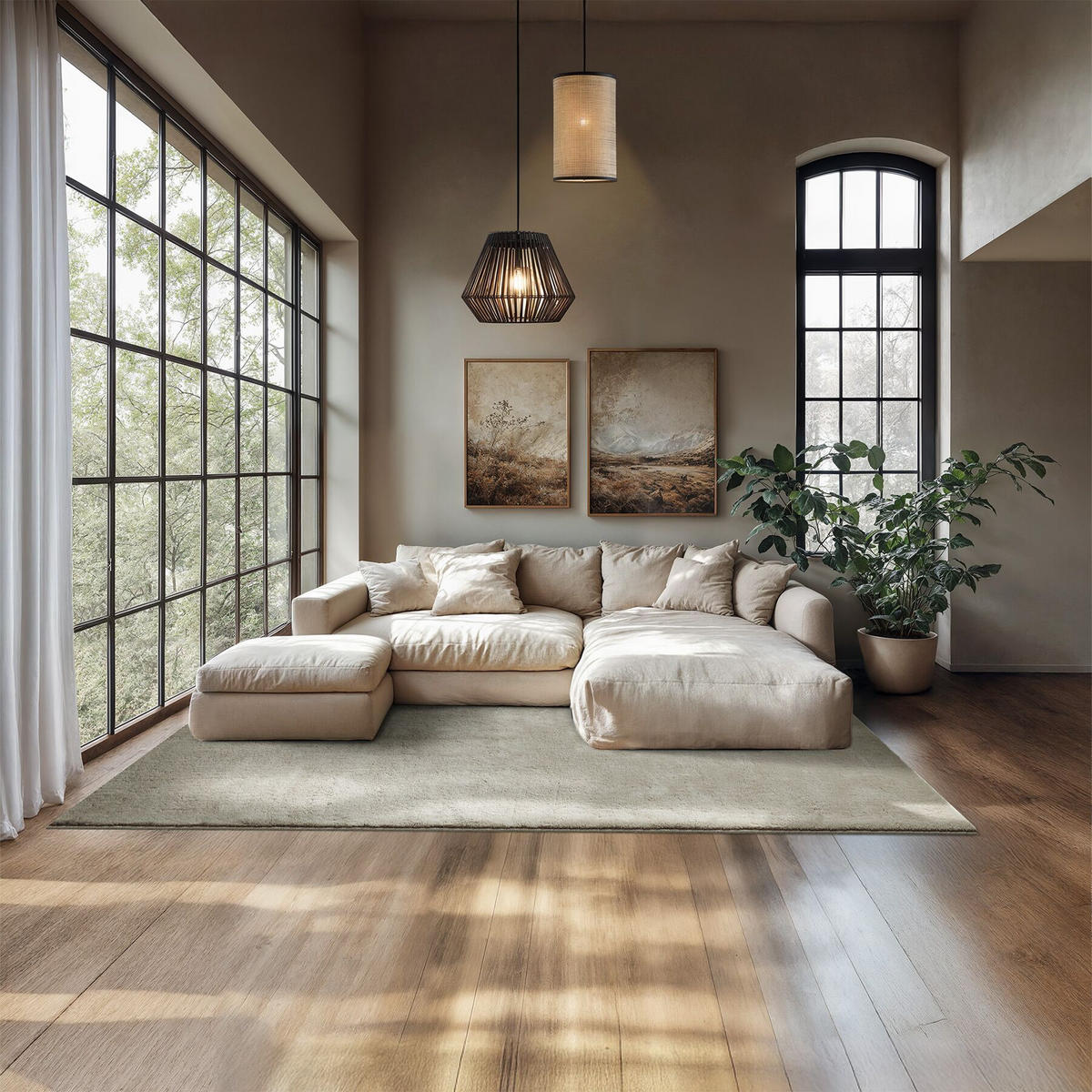 KURZFLORTEPPICH Soft Zone,rutschfeste Unterseite,Sand - Sandfarben, Textil (230/160cm) - tectake