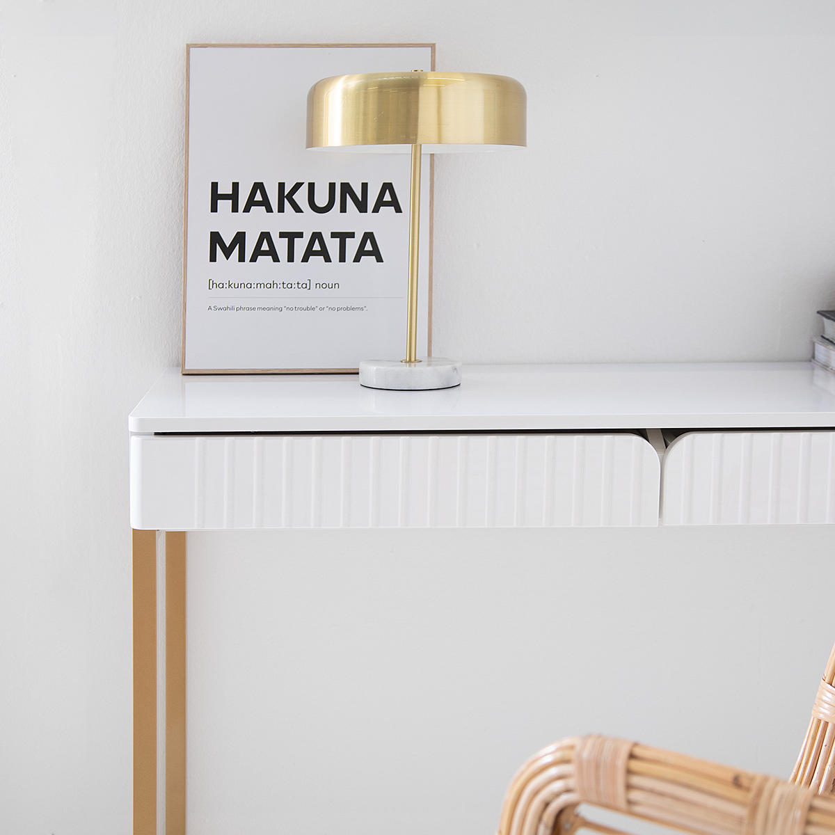 SCHREIBTISCH - Goldfarben, Holzwerkstoff/Metall (40/110/75cm) - home24