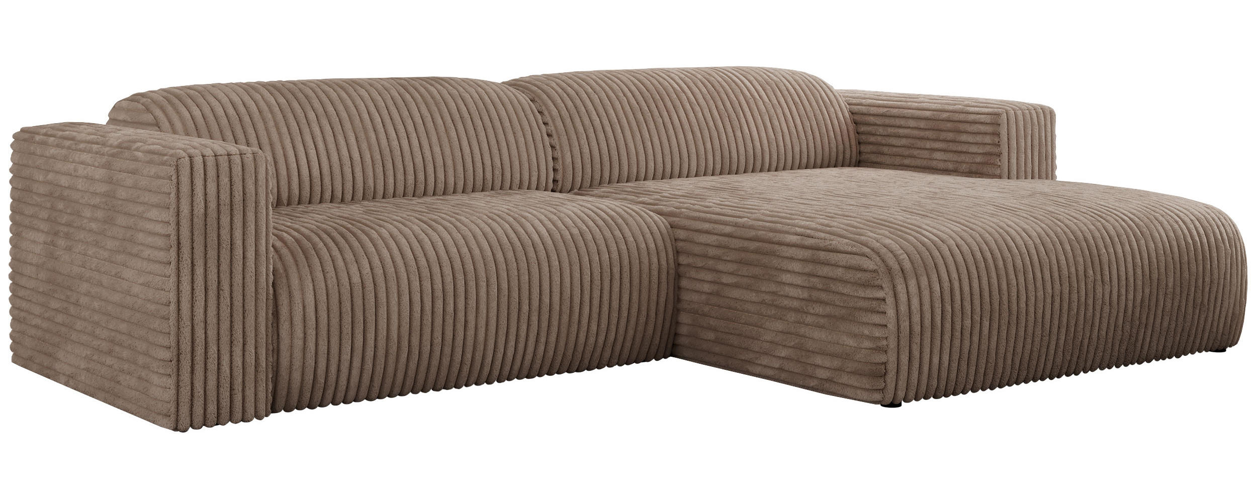 ECKSOFA PASADENA Braun Cord - Rechts Seite - Schwarz/Braun, Kunststoff/Textil (180/288cm) - MKS