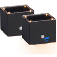 LED-SOLAR-WANDLEUCHTE - warmweiß mit Bewegungsmelder und Up & Down-Technik für Eingangsbereiche und Terrassen, 2er-Set - Weiß, Metall (8.4/9.4/8cm) - Northpoint