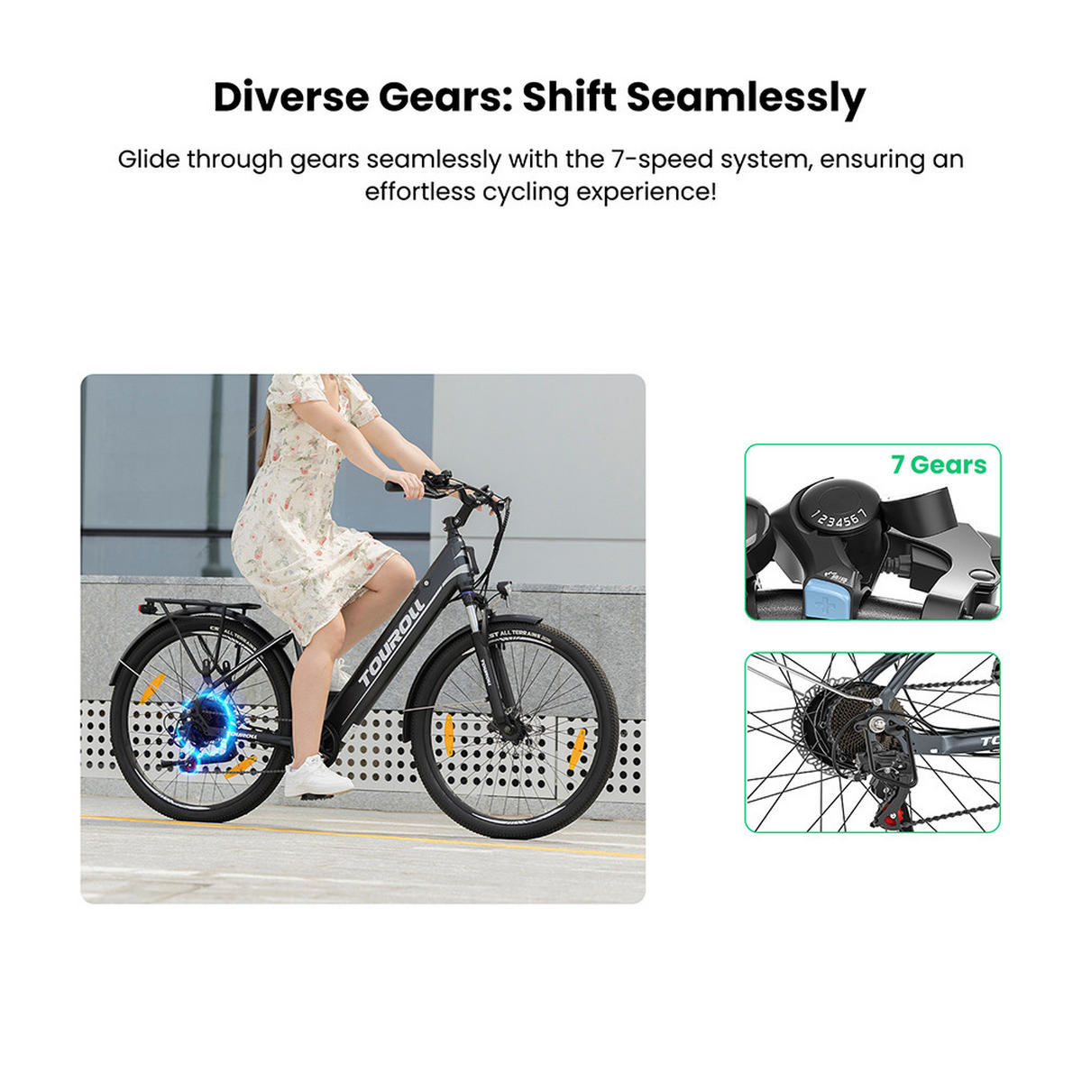 E-BIKE Touroll J1 ST – Hochleistungsmotor, 100 km Reichweite & StVZO-zertifizierte Beleuchtung - Graphitfarben, Metall (25cm)