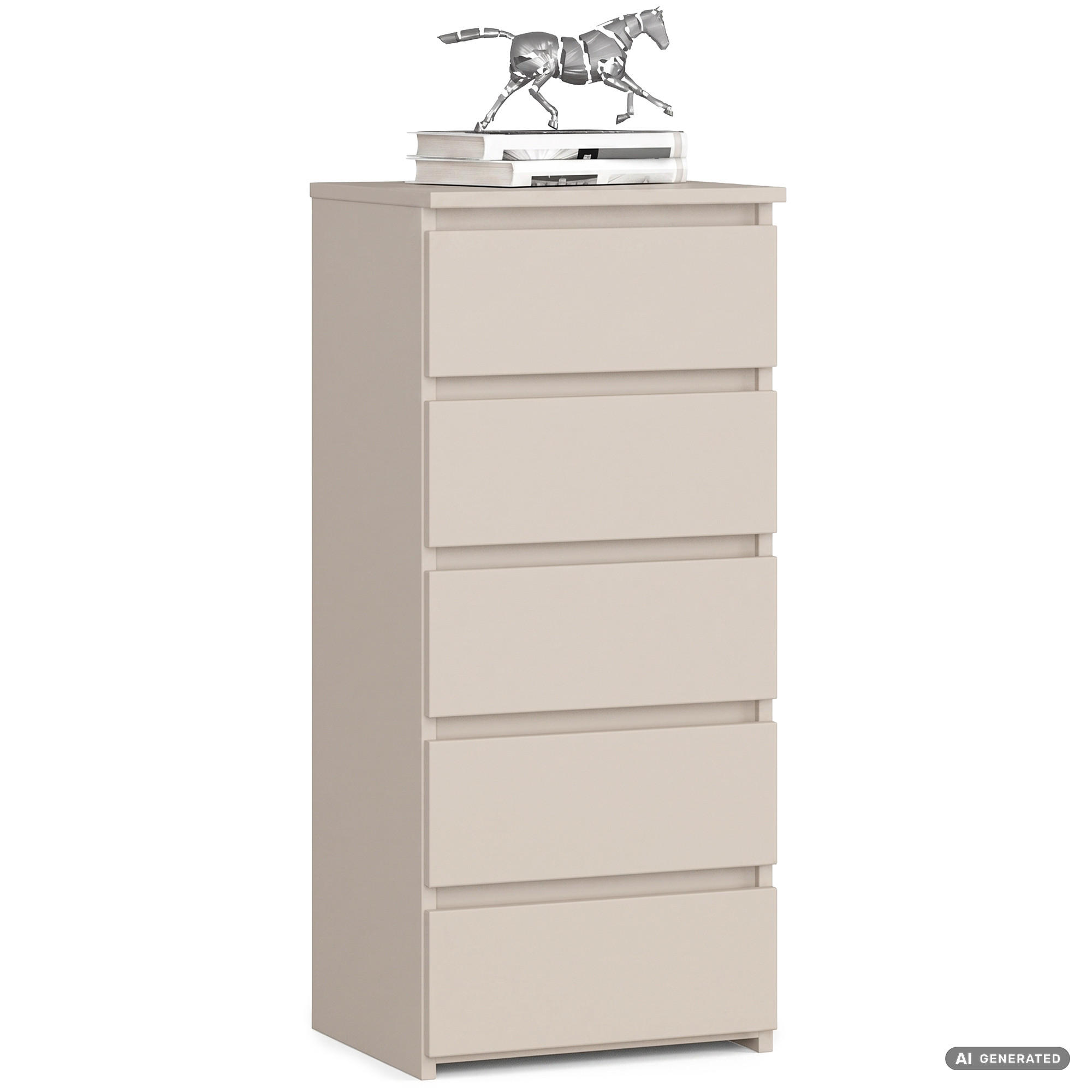 KOMMODE CL5 Kaschmir 40 cm 5 Schubladen Front Kaschmir B40xH92xT35 cm - Beige, Holzwerkstoff (40/92/35cm) - Akord