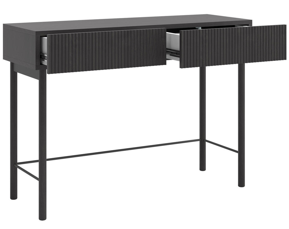 SCHMINKTISCH Nolie Holzoptik Esche Schwarz mit 2 Schubladen 110 cm - Schwarz, Holz/Holzwerkstoff (40/110/79cm) - Selsey