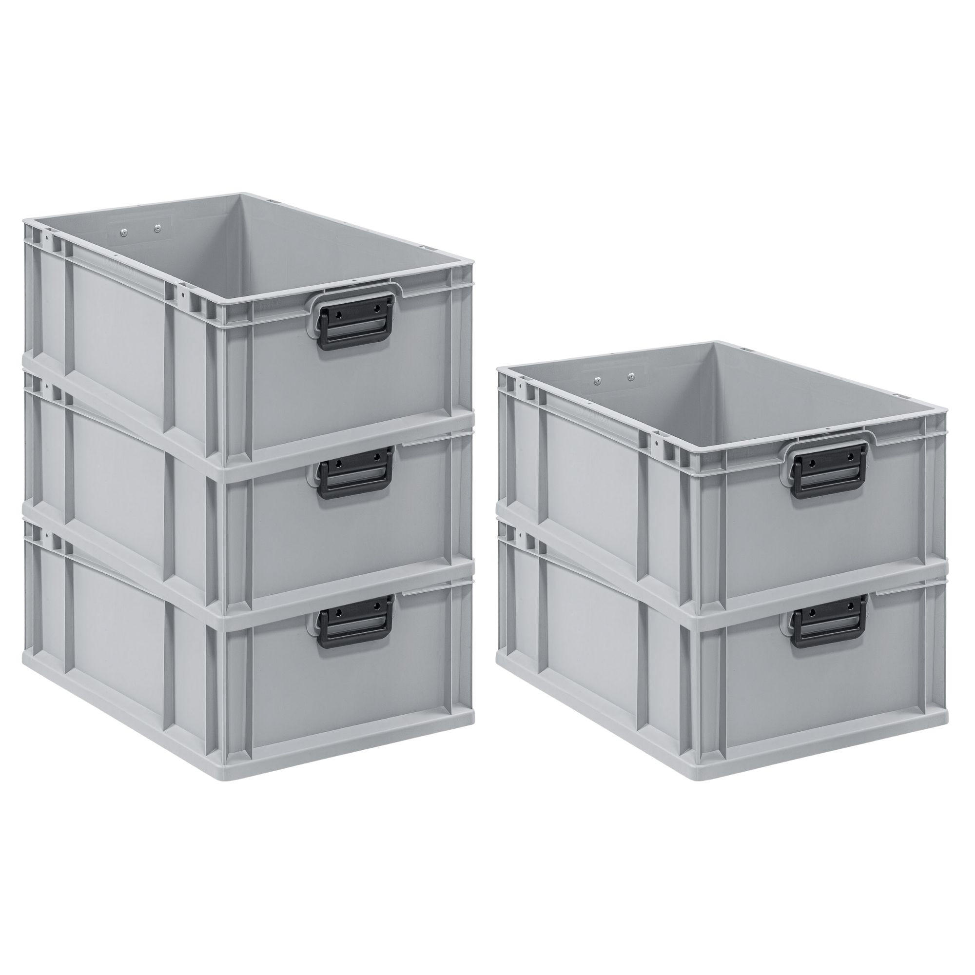 EUROBOX 5x Nextgen Portable Duo 22x40x60cm 44 Liter - Grau, Kunststoff (40/22/60cm) - PROREGAL