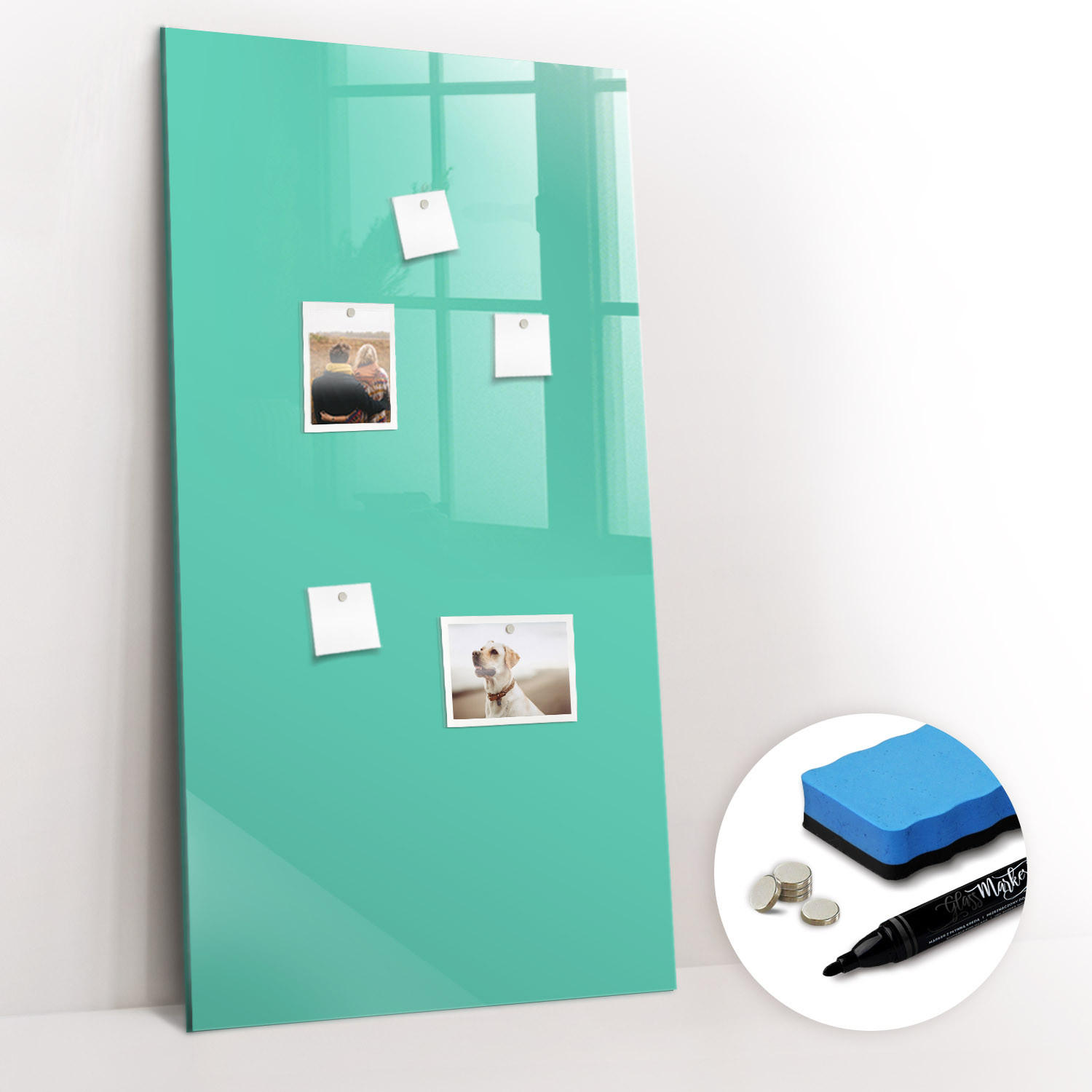 MAGNETTAFEL 60x120 Türkis schwarzer Marker - Türkis, Glas (60/0.4/120cm) - TULUP